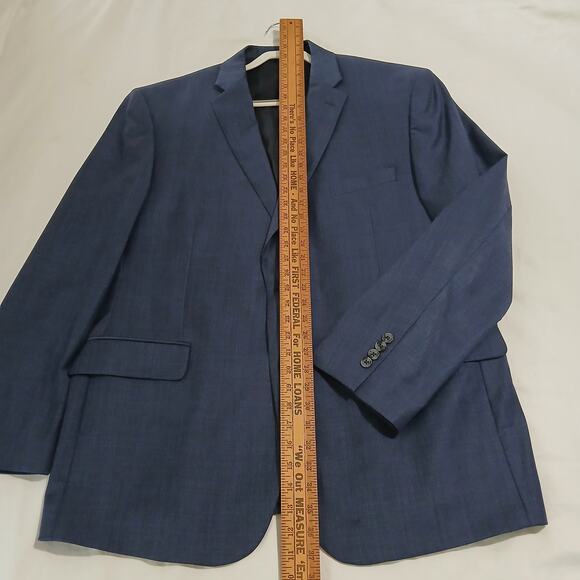 Jos.A.Bank Traveler 48 Long !00% wool tailored fit deep blue Men's blazer lined - Picture 10 of 14